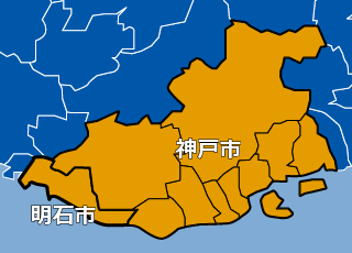 神戸市と明石市の地図